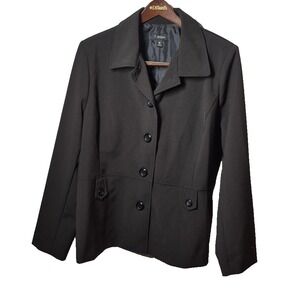 T Milano Blazer Jacket‎ Womens 16 Black Stretch Button Front Career Work